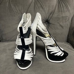 White stiletto heels